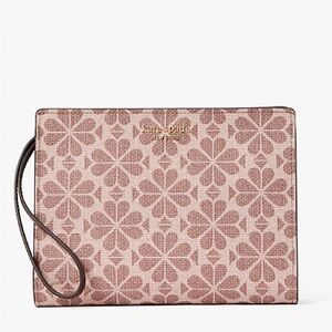 Kate Spade Coated Canvas Wristlet in Pink Multi Spade Flower